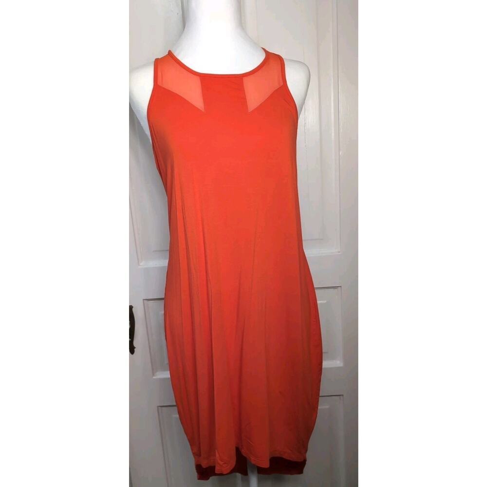 Armani Exchange Sleeveless Hi-Lo Bodycon Dress Orange Mesh Women's S (1135)